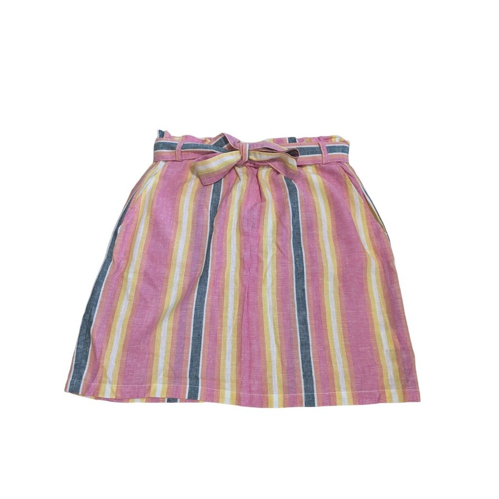 NWT BB Dakota Colorful Ocean Spray Striped Minin Skirt Rayon/Linen Blend sz L